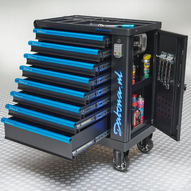 Datona Gereedschapswagen Exclusive met 8 lades en cijferslot, Doe-het-zelf en Verbouw, Gereedschapskisten, Nieuw, Ophalen of Verzenden