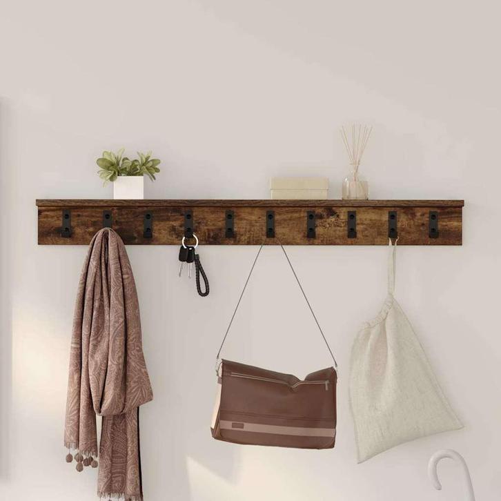 vidaXL Wandgemonteerde kapstok Gerookt eiken 100 x 10.5 x, Huis en Inrichting, Woonaccessoires | Wandplanken en Boekenplanken