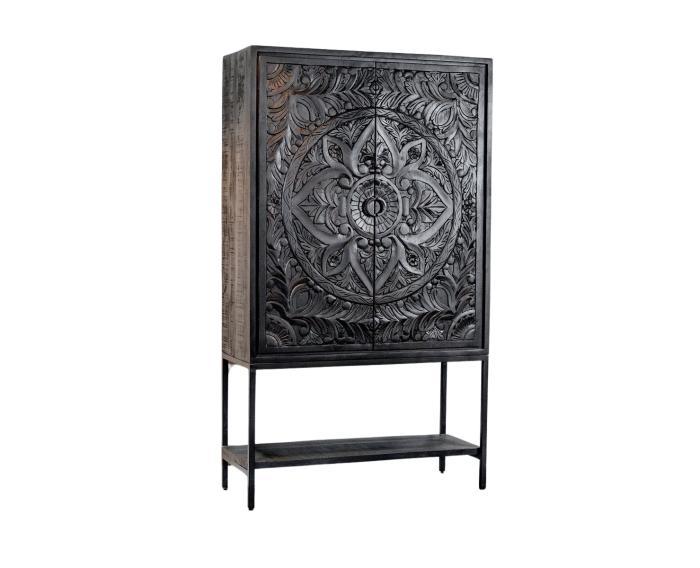 Opbergkast Carving mangohout 190x41x110 cm | 2 deuren |, Huis en Inrichting, Kasten | Overige, Nieuw, Ophalen of Verzenden