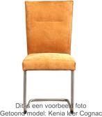Set van 8 Lichtblauwe leren   - poot rond rvs - Toledo Leer, Huis en Inrichting, Stoelen, Overige kleuren, Nieuw, Leer, Ophalen of Verzenden