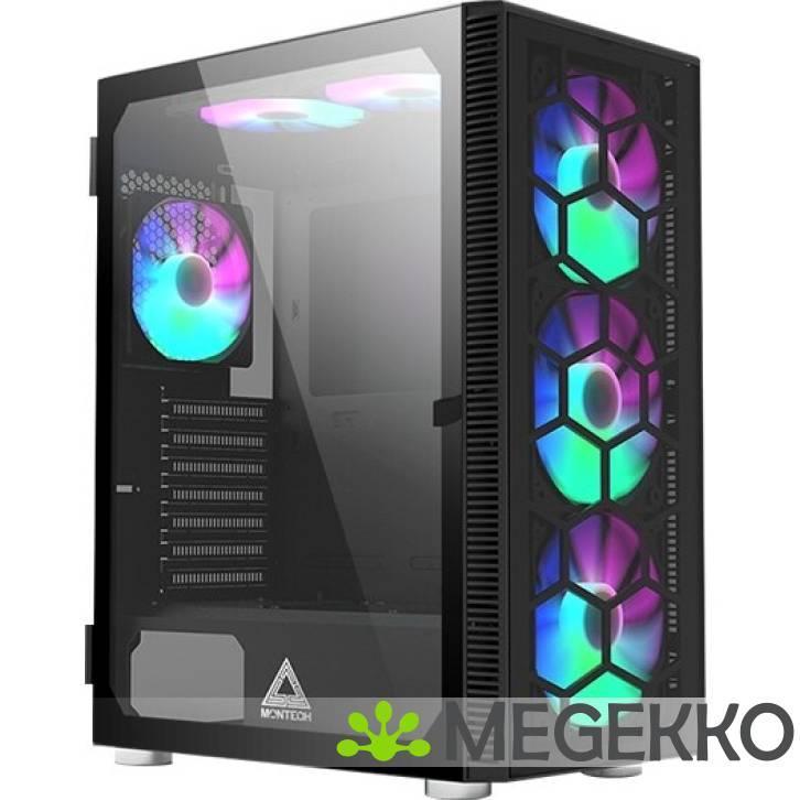 Montech X3 Glass Midi-Tower RGB Tempered Glass Zwart, Computers en Software, Computerbehuizingen, Nieuw, Verzenden