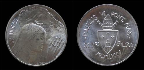 1975 Vatican city Pope Paul Vi silver 500 lire proof, Postzegels en Munten, Munten | Europa | Niet-Euromunten, Verzenden