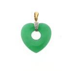Gouden hanger van jade met diamant | 0,03 ct., Ophalen of Verzenden, Gebruikt, Goud, Overige merken
