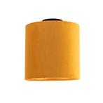 Plafondlamp met velours kap oker met goud 25 cm - Combi, Nieuw, Overige materialen, Landelijk / Rustiek