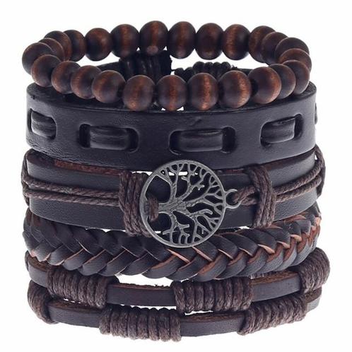 Fako Bijoux® - Armband - Leder - Set Vintage Kralen -, Sieraden, Tassen en Uiterlijk, Armbanden, Verzenden