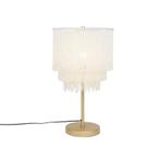 Oosterse tafellamp goud crème kap met franjes - Franxa, Huis en Inrichting, Lampen | Tafellampen, Nieuw, Overige stijlen