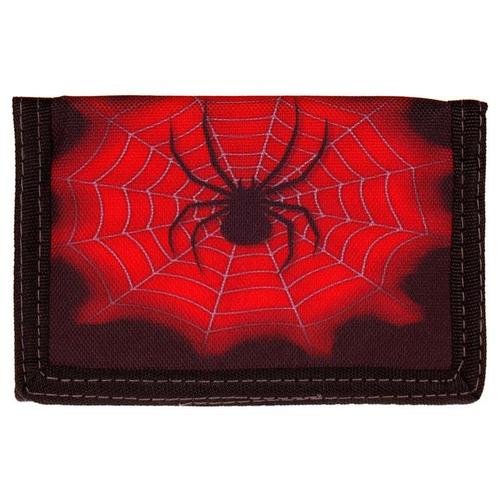 Klittenband portemonnee Zwart met Rood - Spin in Web - 13x8,, Sieraden, Tassen en Uiterlijk, Portemonnees, Nieuw, Ophalen of Verzenden