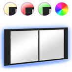 vidaXL LED Spiegelkast Zwart Eiken 100 x 12 x 45 cm Bewerkt, Huis en Inrichting, Tafels | Kaptafels, Verzenden, Nieuw