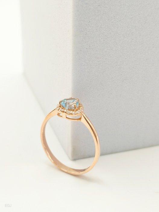Ring - 14 karaat Roségoud Aquamarijn - Diamant, Sieraden, Tassen en Uiterlijk, Ringen