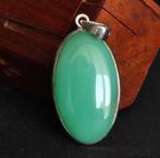 Chrysoprase Zilveren hanger - Hoogte: 1 cm - Breedte: 2 cm-, Verzamelen, Mineralen en Fossielen