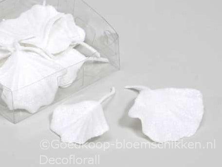 Ginkgo Biloba blad glitter Wit 16 stuks, Huis en Inrichting, Woonaccessoires | Kunstplanten en Kunstbloemen, Nieuw, Ophalen of Verzenden