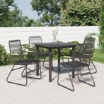 vidaXL 5-delige Tuinset PVC-rattan zwart, 4 zitplaatsen, Nieuw, Tuinset, Verzenden