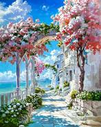 Marin Prokopchuk (XX) - Flowering street by the sea, Antiek en Kunst, Kunst | Schilderijen | Klassiek