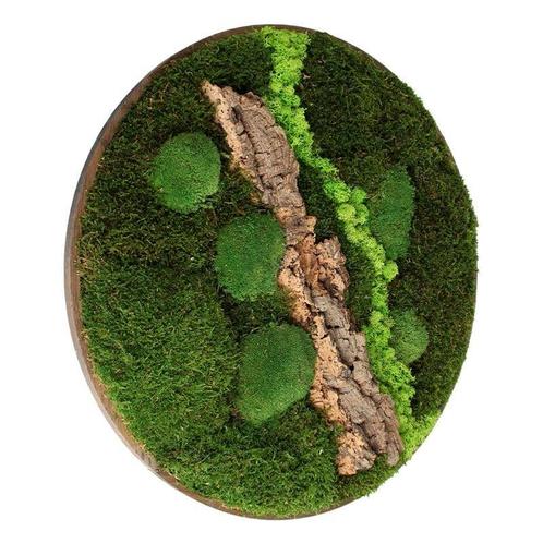 Vintlux Mosschilderij Rond Donker Eiken - Selfjord, Huis en Inrichting, Woonaccessoires | Wanddecoraties