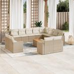 vidaXL 13-delige Loungeset met kussens poly rattan beige, Verzenden, Nieuw, Loungeset