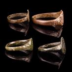 Middeleeuws Bronzen Ringen (Groep van Vier) (Zonder, Antiek en Kunst
