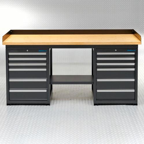 Datona Werkbank PRO - bamboe werkblad - 12 lades - 200 cm -, Doe-het-zelf en Verbouw, Werkbanken, Nieuw, Ophalen of Verzenden
