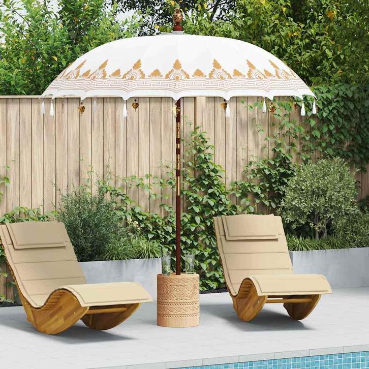 vidaXL Balinese Parasol Crème (210-220) x 260 cm, Tuin en Terras, Parasols, Nieuw, 2 tot 3 meter, Verzenden