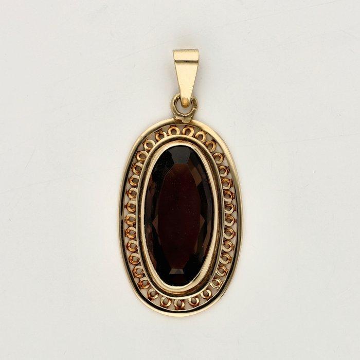 Hanger - 14 karaat Geel goud - 4.14ct. tw. Quartz, Sieraden, Tassen en Uiterlijk, Antieke sieraden