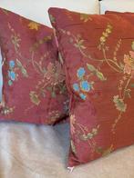 Set kussen San Leucio rood baksteen medaillons bloemfantasie