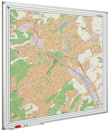 Landkaart van Stuttgart op whiteboard gedrukt 110x110 cm beschikbaar voor biedingen