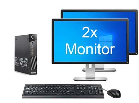Lenovo ThinkCentre M83 Tiny i5 4e Gen incl. 2 Monitoren + 2, Computers en Software, Desktop Pc's, 8 GB, Ophalen of Verzenden