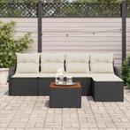 vidaXL Tuinbankenset met opslag 6 pcs Zwart en Crème poly, Tuin en Terras, Tuinsets en Loungesets, Verzenden, Nieuw, Rotan