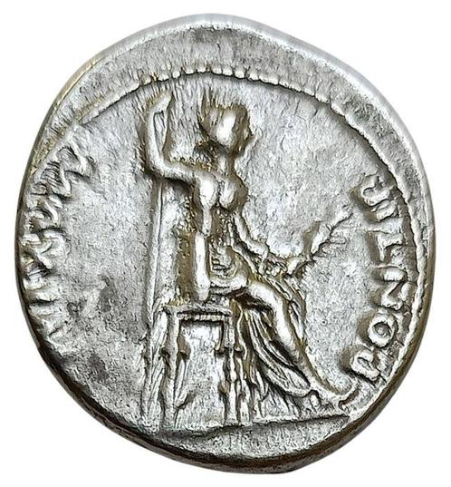 Romeinse Rijk. Tiberius (14-37 n.Chr.). Denarius Lugdunum 16, Postzegels en Munten, Munten | Europa | Niet-Euromunten