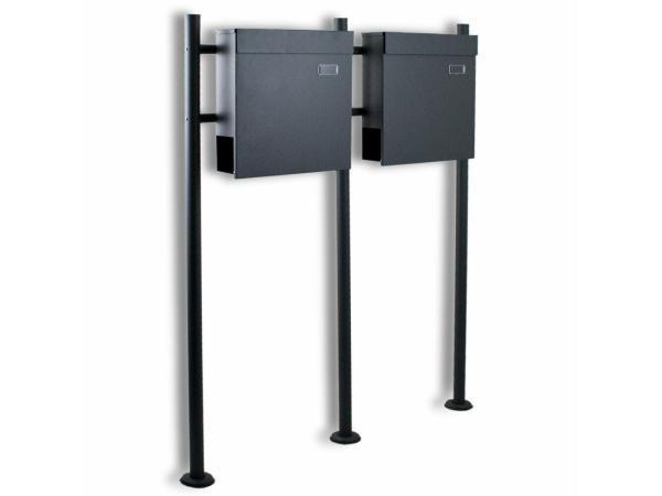 Veiling - Brievenbus dubbel met krantenvak donkergrijs, Tuin en Terras, Brievenbussen