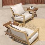 TRUUSK Patiotafelset, 2 Klaptafels Van Acaciahout, 45x45x45c, Verzenden, Nieuw