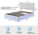 Gestoffeerd Opbergbed met LED en Hydraulisch Systeem, Verzenden, Nieuw