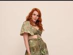 Satijnen boho cropped korte top met wijde mouwen en, Nieuw