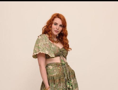 Satijnen boho cropped korte top met wijde mouwen en, Kleding | Dames, T-shirts