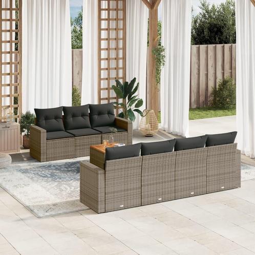 vidaXL 8-delige Loungeset met kussens poly rattan grijs, Tuin en Terras, Tuinsets en Loungesets, Loungeset, Nieuw, Rotan, Verzenden