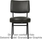 Set van 6 Donkergrijze leren moderne retro eetkamerstoelen -, Huis en Inrichting, Stoelen, Overige kleuren, Klassiek, Nieuw, Leer