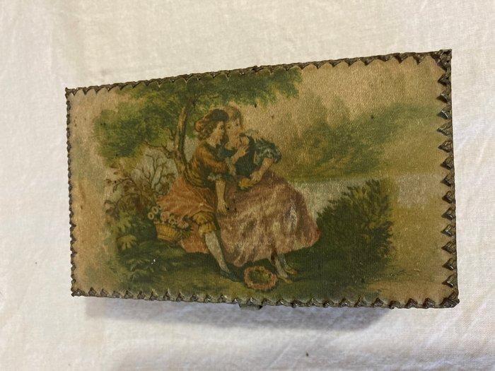 Sieradendoos - Kleine sieradendoos met spiegel - Metaal, Antiek en Kunst, Curiosa en Brocante