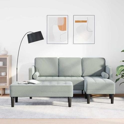 vidaXL Tuinbank L-vormig met bank en kussens fluweel, Huis en Inrichting, Banken | Bankstellen, Nieuw, Minder dan 150 cm, Stof