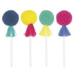 Gekleurde Cupcake Toppers Pom Pom & Kwastjes 8st, Hobby en Vrije tijd, Verzenden, Nieuw