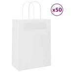 vidaXL Papieren zakjes 50 st met hengsels 21x11x28 cm wit, Diversen, Verzenden, Nieuw
