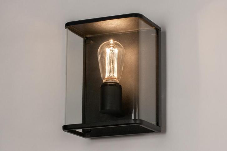 Rietveld Wandlampen - Zwart, Transparant - Glas, Staal, Meta, Huis en Inrichting, Lampen | Wandlampen, Verzenden