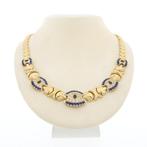 Luxe gouden collier met zirconia en toermalijn (Ketting), Sieraden, Tassen en Uiterlijk, Kettingen, Gebruikt, Overige kleuren