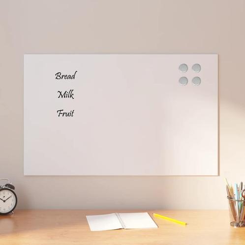 vidaXL Magneetbord voor aan de wand 80x50 cm gehard glas wit, Zakelijke goederen, Kantoor en Winkelinrichting | Kantoorartikelen