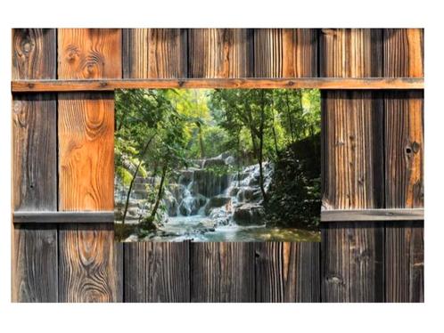 Customize-it - Waterval tredes 70x50cm Tuinschilderij, Tuin en Terras, Overige Tuin en Terras