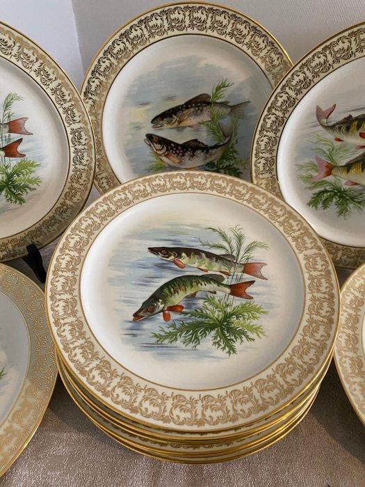 Limoges - Serveerset voor vis (11) - Porselein, Antiek en Kunst, Antiek | Meubels | Tafels
