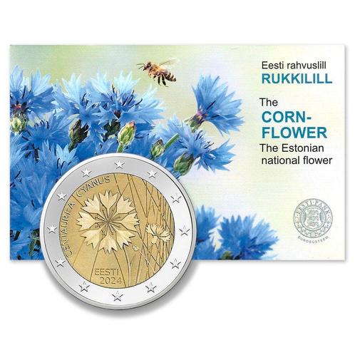 Estland 2 Euro Korenbloem 2024 BU Coincard, Postzegels en Munten, Munten | Europa | Euromunten, Verzenden
