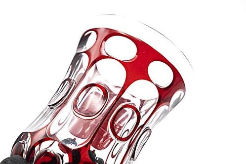 Haida Art Deco Faceted Burgundy Multilayer Glass Vase 1920 -, Antiek en Kunst, Antiek | Glas en Kristal