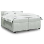 vidaXL Boxspring met matras fluweel lichtgrijs 200x200 cm, Huis en Inrichting, Slaapkamer | Bedden, Verzenden, Overige maten, 200 cm