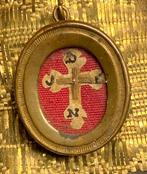 Antiek Relikwie - Brons, Glas, Textiel - Begin twintigste