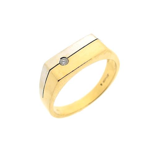 Bicolor gouden heren ring; Jeunesse | Diamant 0,03 ct., Sieraden, Tassen en Uiterlijk, Ringen, Heer, Met edelsteen, Overige kleuren