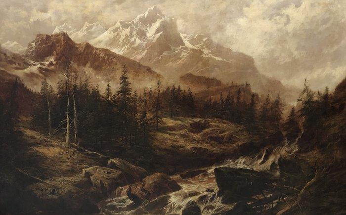 École Romantique Allemande (XIX) - Grindelwald, Antiek en Kunst, Kunst | Schilderijen | Klassiek